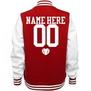 Cute Baseball Girlfriend Name Ladies Fleece Letterman Varsity Jacket