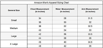 Paul Jones Clothing Size Chart