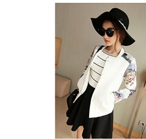 Lingswallow Womens Fashion Casual Floral Thicken Varsity Bomber Jacket