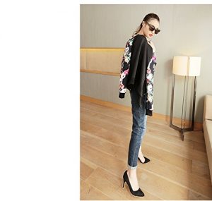 Lingswallow Womens Fashion Casual Floral Thicken Varsity Bomber Jacket