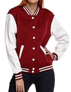 Meaneor Women's Baseball Long Sleeve Coats Slim Fit Bomber Club Varsity Jacket