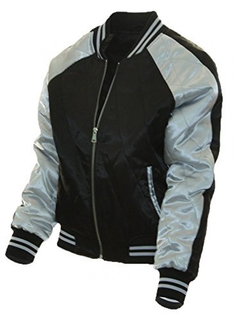 Buy Miss London Womans Juniors Satin Quilted Varsity Bomber Ladies Flight Jacket W/Zipper Sleeve