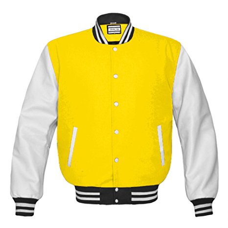 Superb Genuine Leather Sleeve Letterman College Varsity Kid Wool Jackets