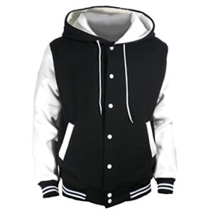 U World Men's Hood Baseball Varsity Jacket White