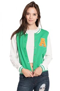 Womens Active Fleece Letterman Slim Fit Baseball Varsity Jackets