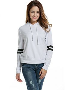 Zeagoo Women Pullover Hoodie Striped Long Sleeve Casual Sweatshirt