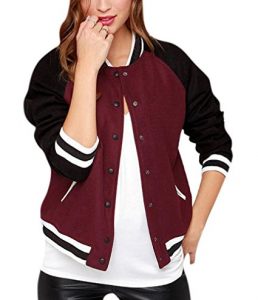 xiaoming Women's Causal Color Block Baseball Bomber Varsity Sport Jacket Coat