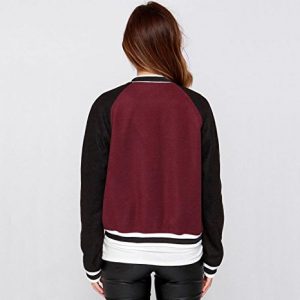 xiaoming Women's Causal Color Block Baseball Bomber Varsity Sport Jacket Coat