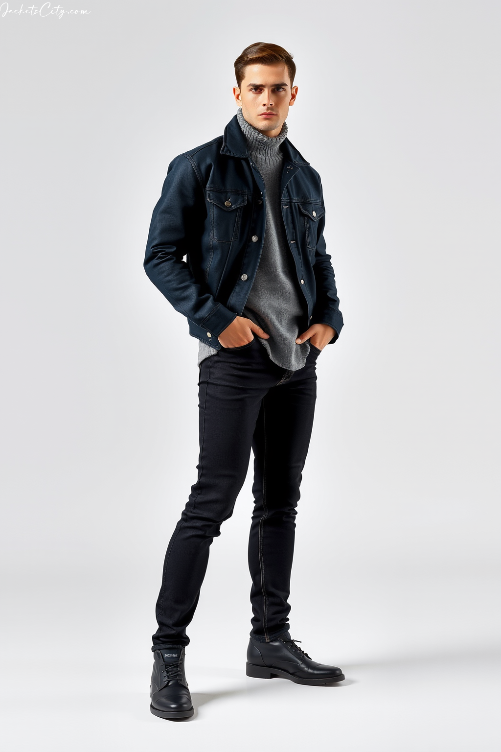 Style Guide: Black Denim Jacket with Grey Sweater