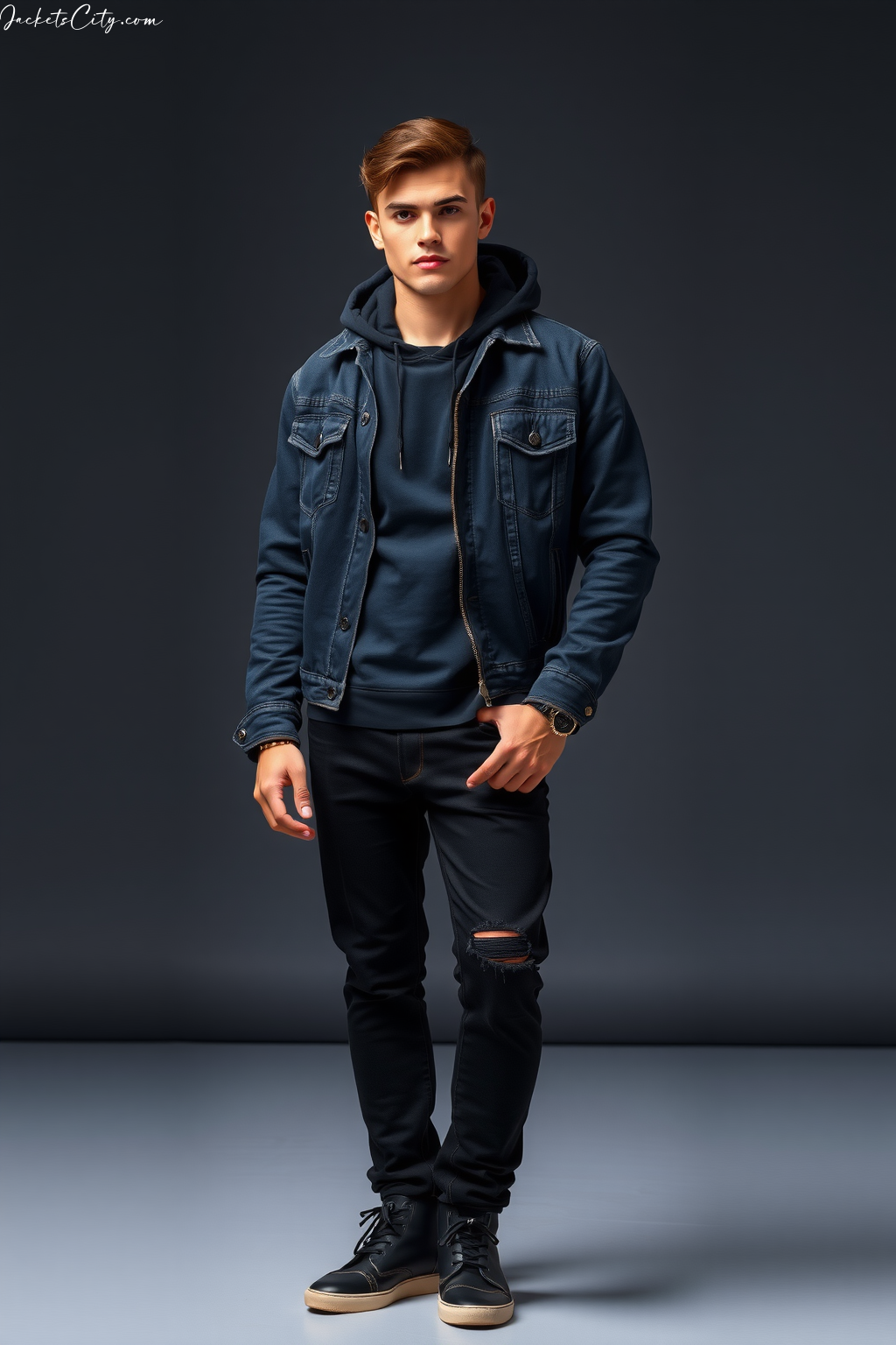 Outfit Inspiration: Black Jean Jacket and Black Hoodie