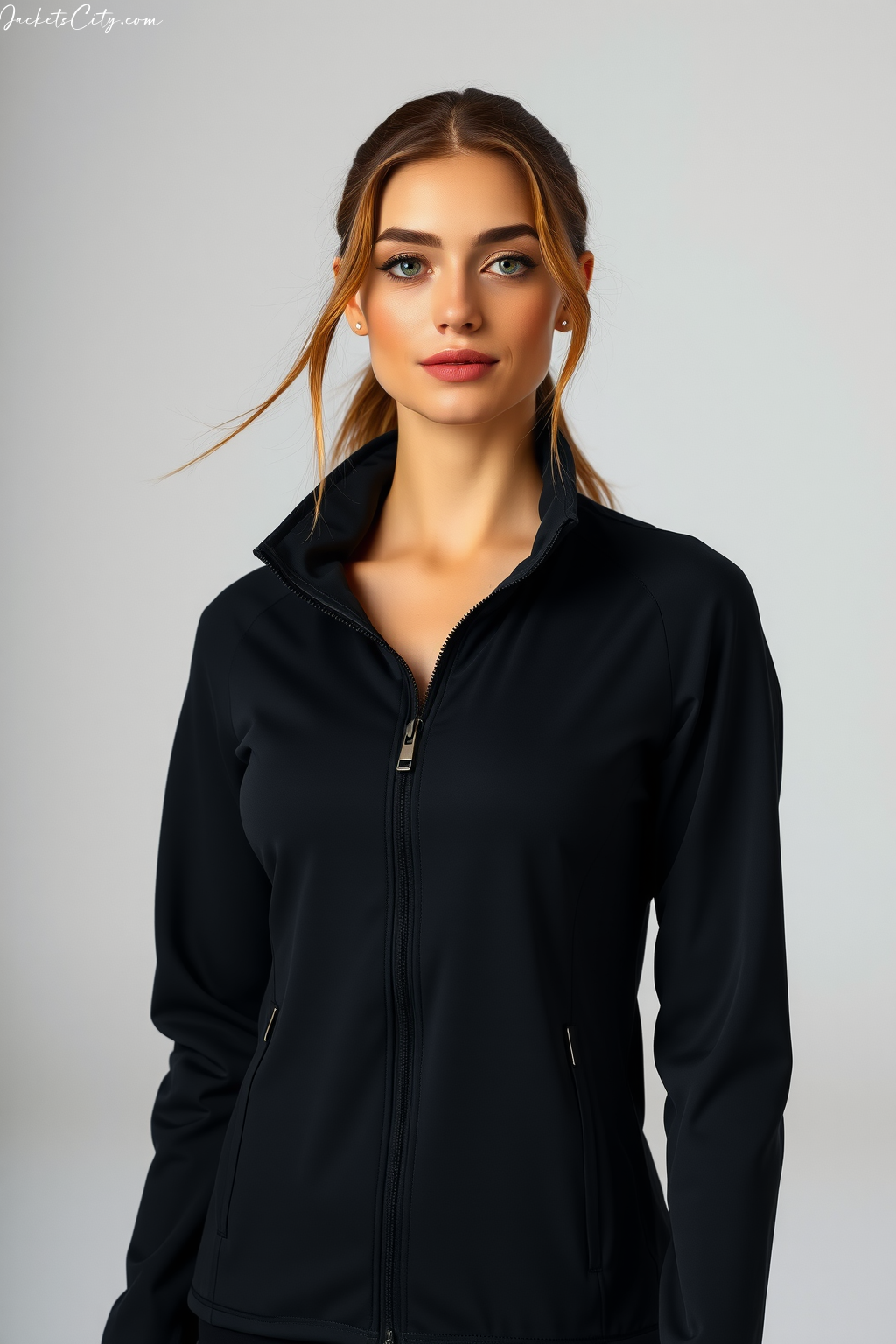 Women's Black Soft Shell Jacket - Premium High Collar Design