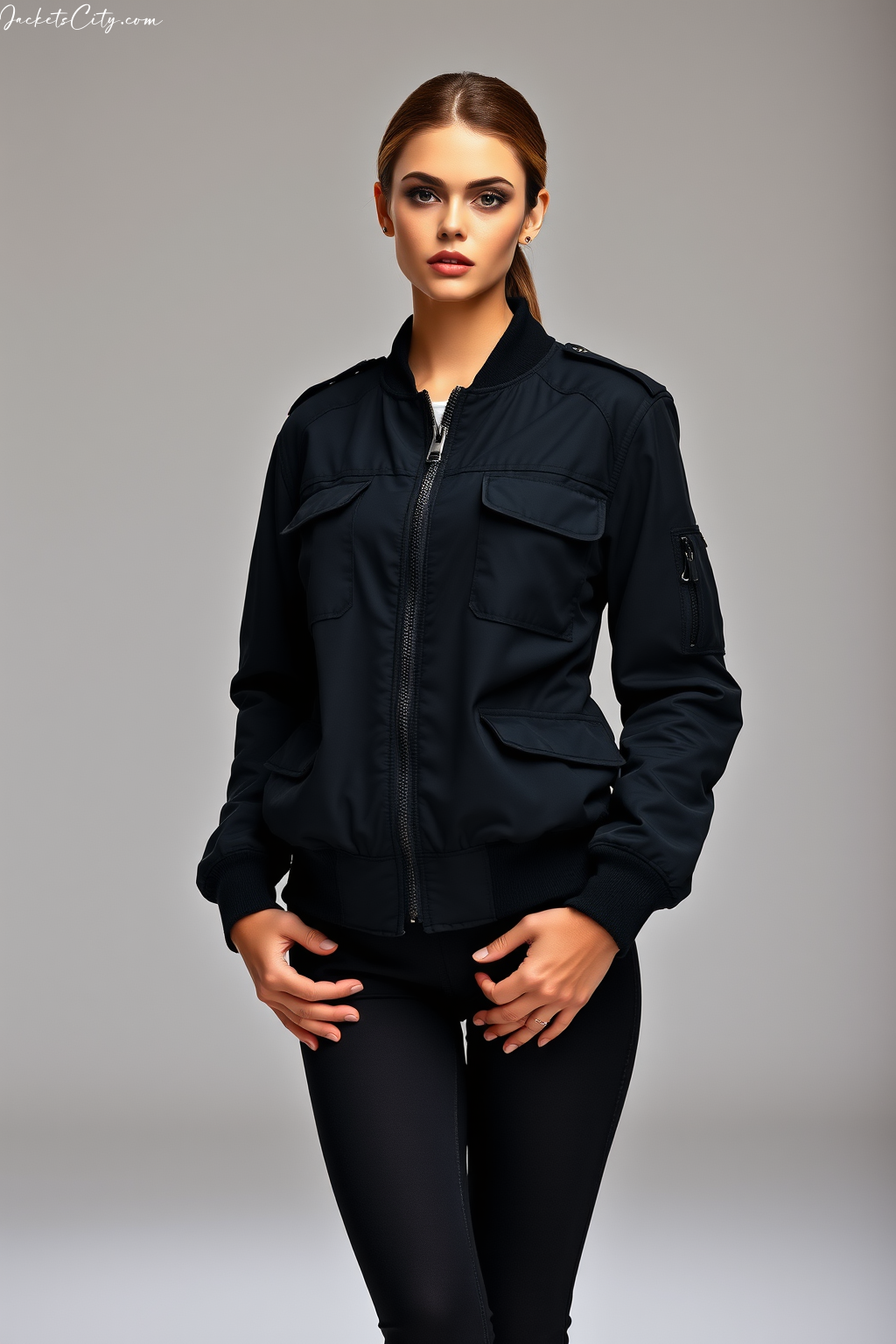 Black Technical Bomber Jacket