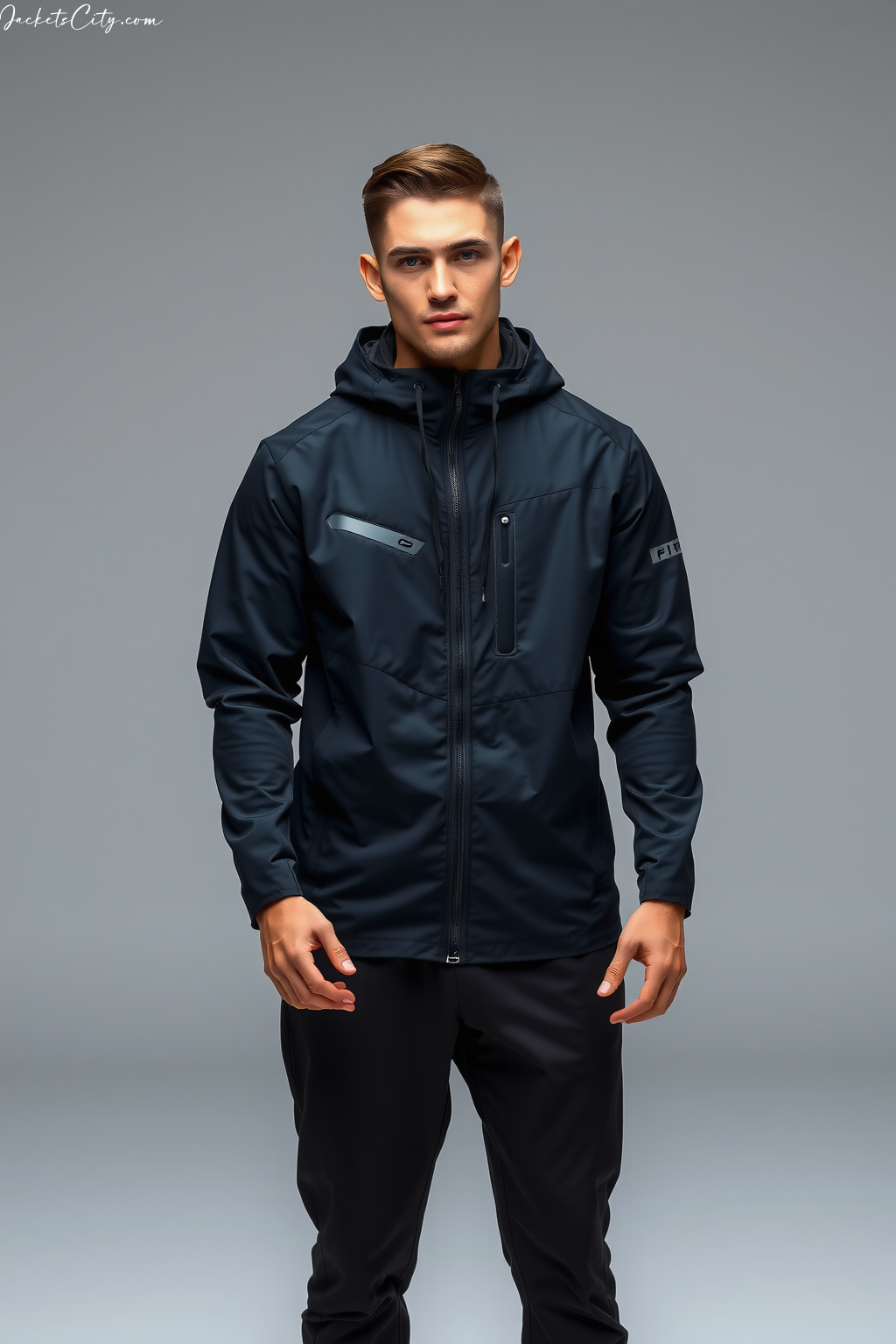 Black Technical Shell - Sophisticated Men's Outerwear