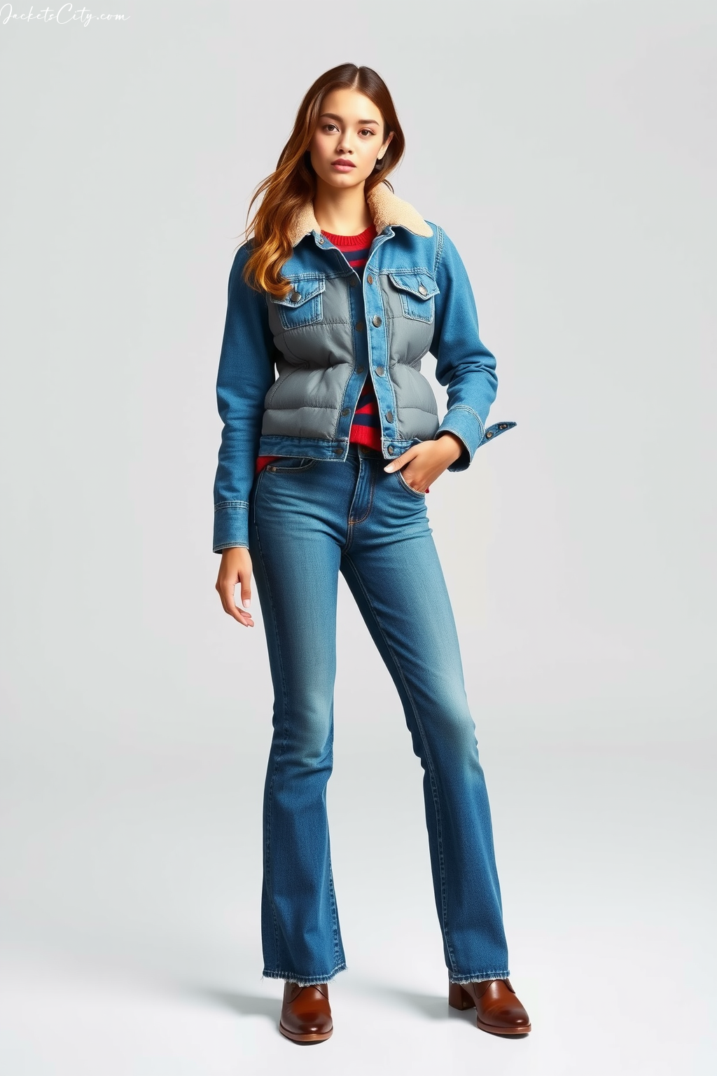 Blue Jean Jacket Outfit with Puffer Vest Layered – Style Guide
