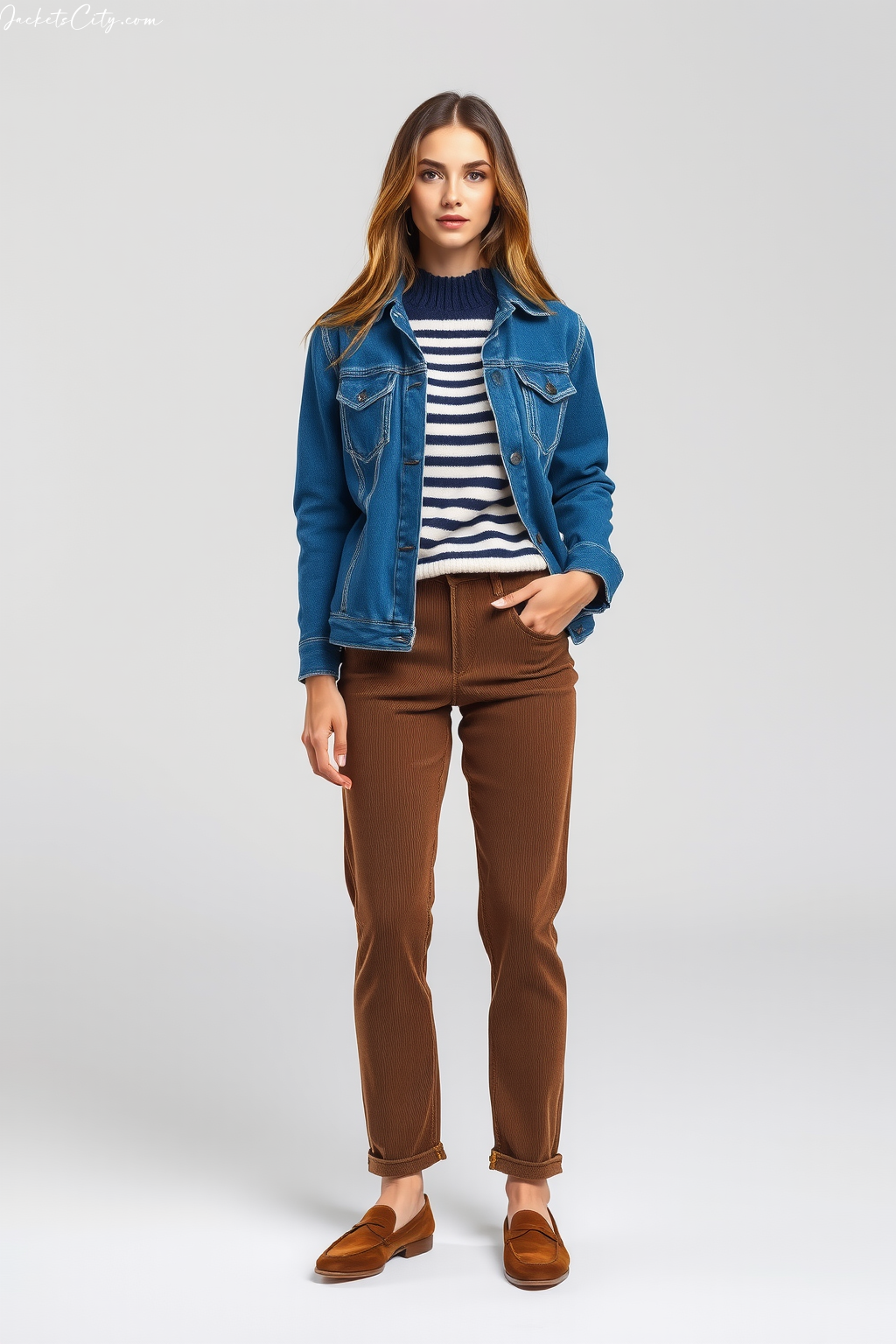 How to Wear: Blue Jean Jacket + Striped Sweater