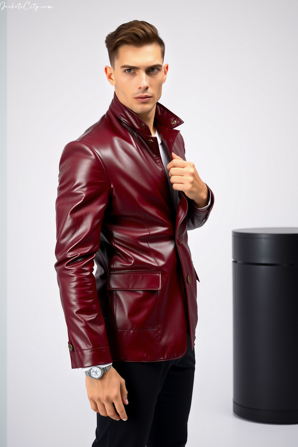 Stylish Burgundy Leather Blazer for Men - Quality Craftsmanship