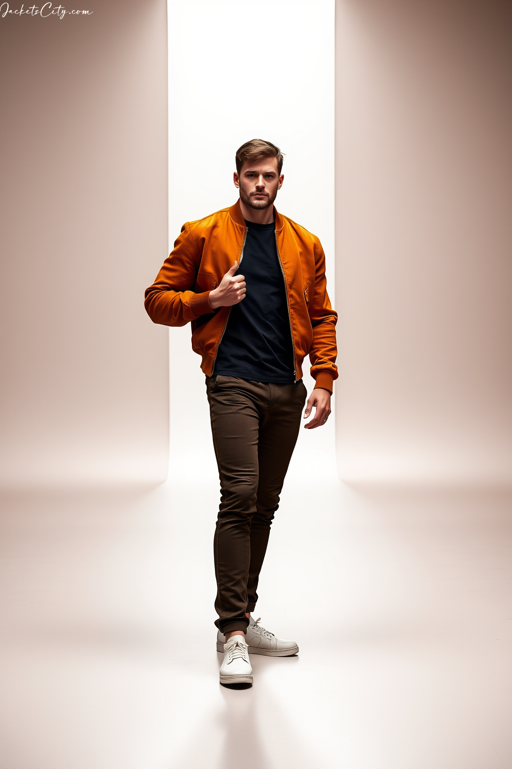 Burnt Sienna Bomber Jacket