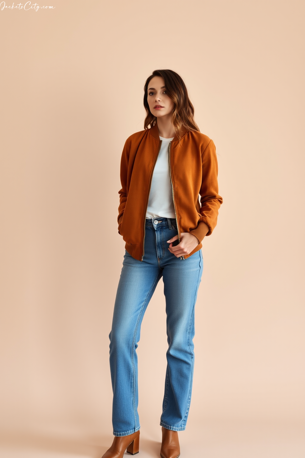Burnt Sienna Bomber Jacket