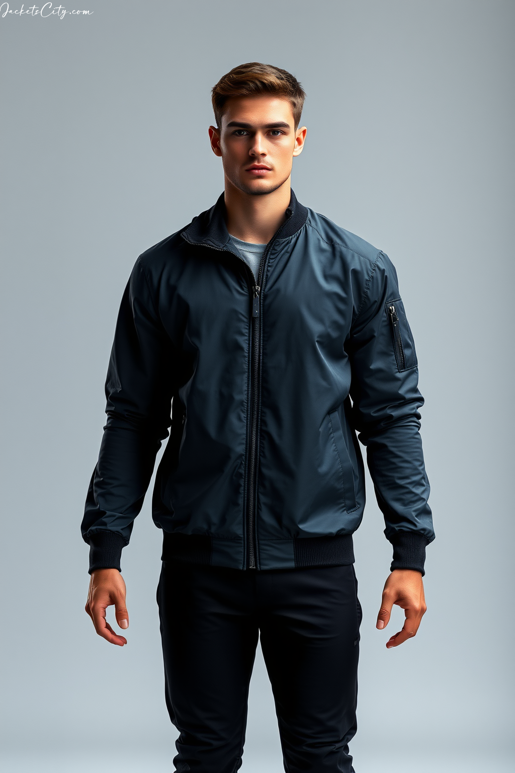 Charcoal Tech Bomber Jacket