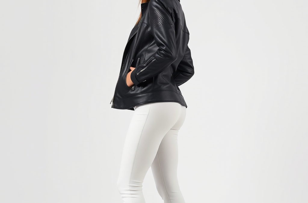 Contemporary Black Leather Jacket: Perforated Panels and Mesh Lining