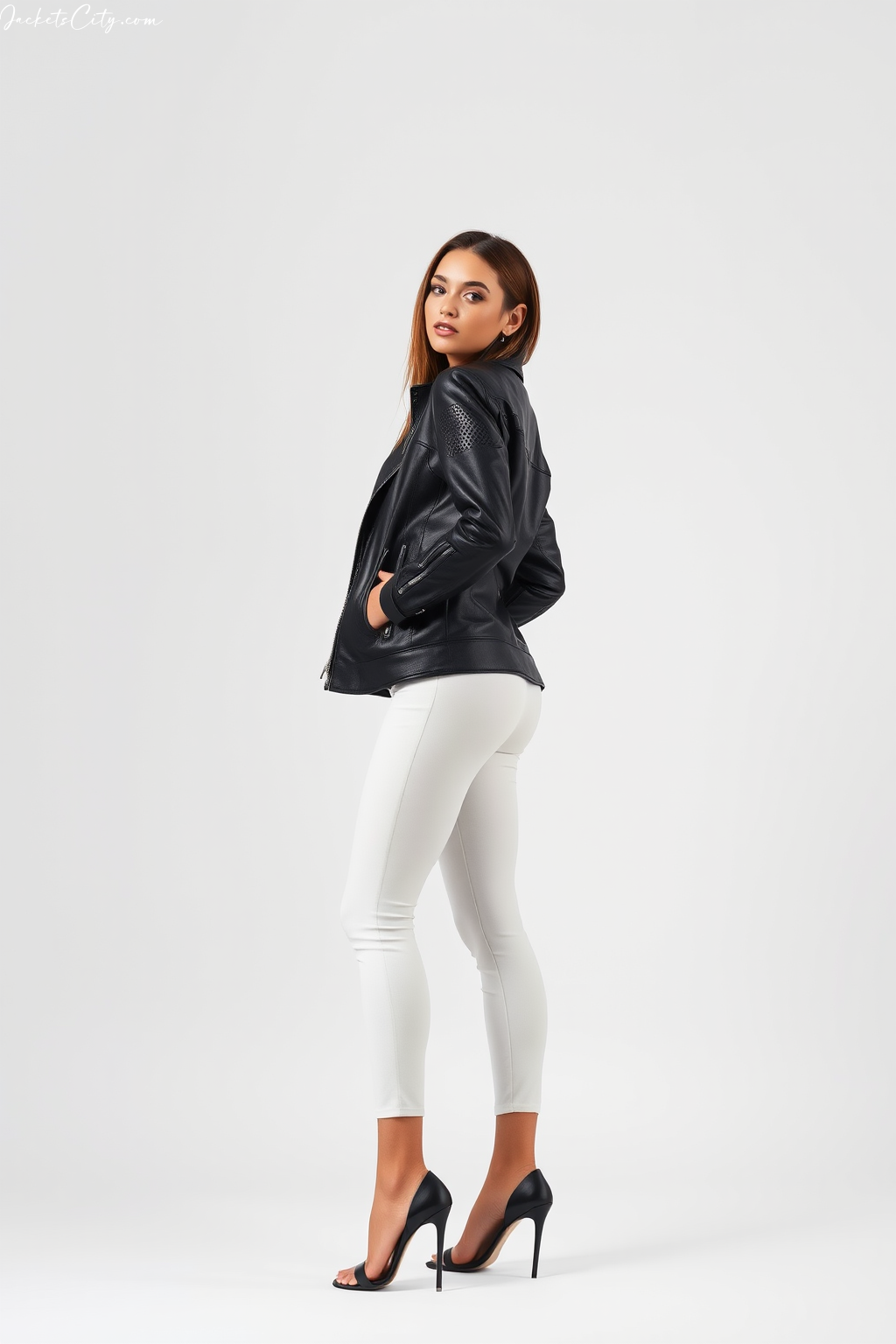 Contemporary Black Leather Jacket: Perforated Panels and Mesh Lining