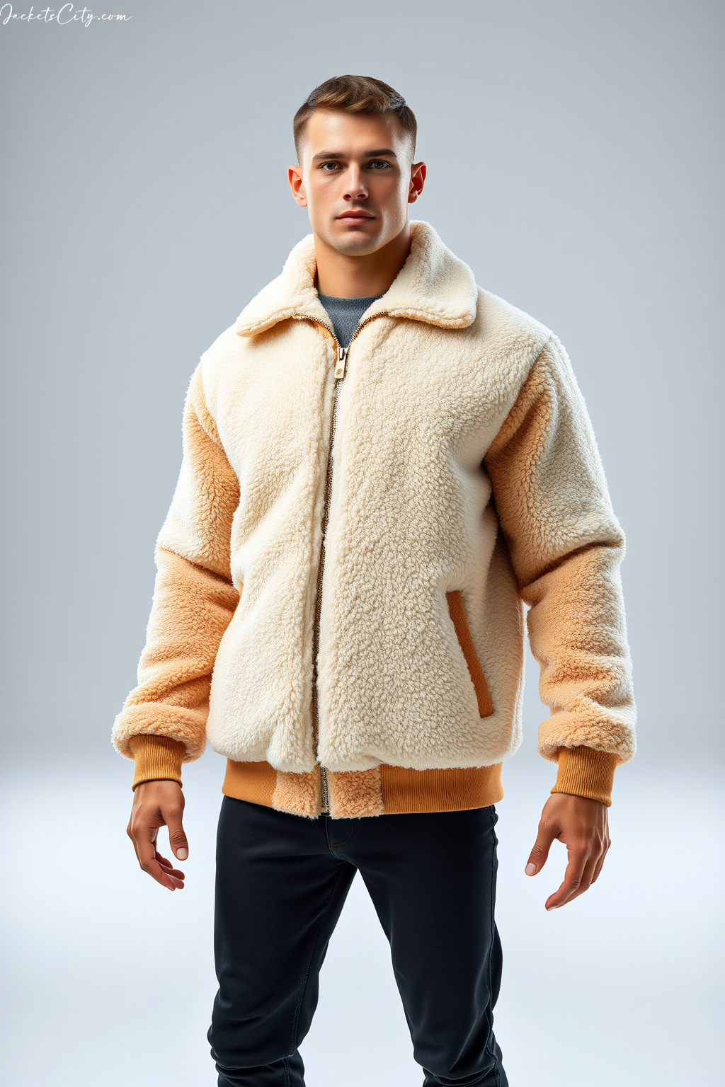 Cream Teddy Bomber Jacket