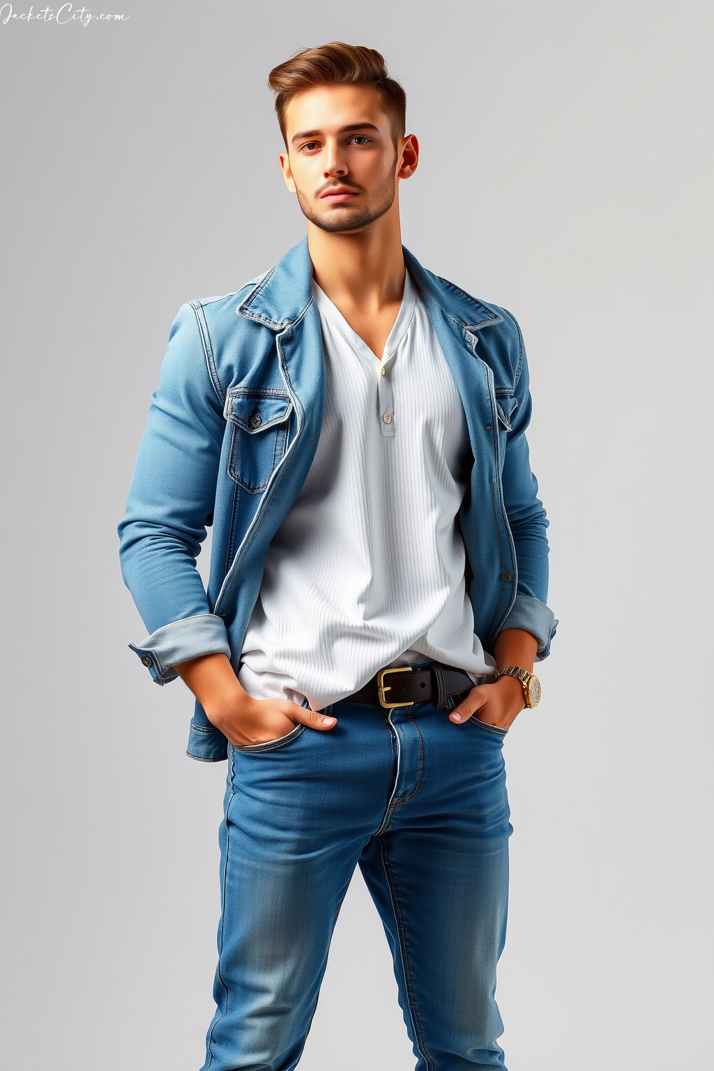 Cropped Denim Jacket Layering with Blazer Layered - Perfect Combo