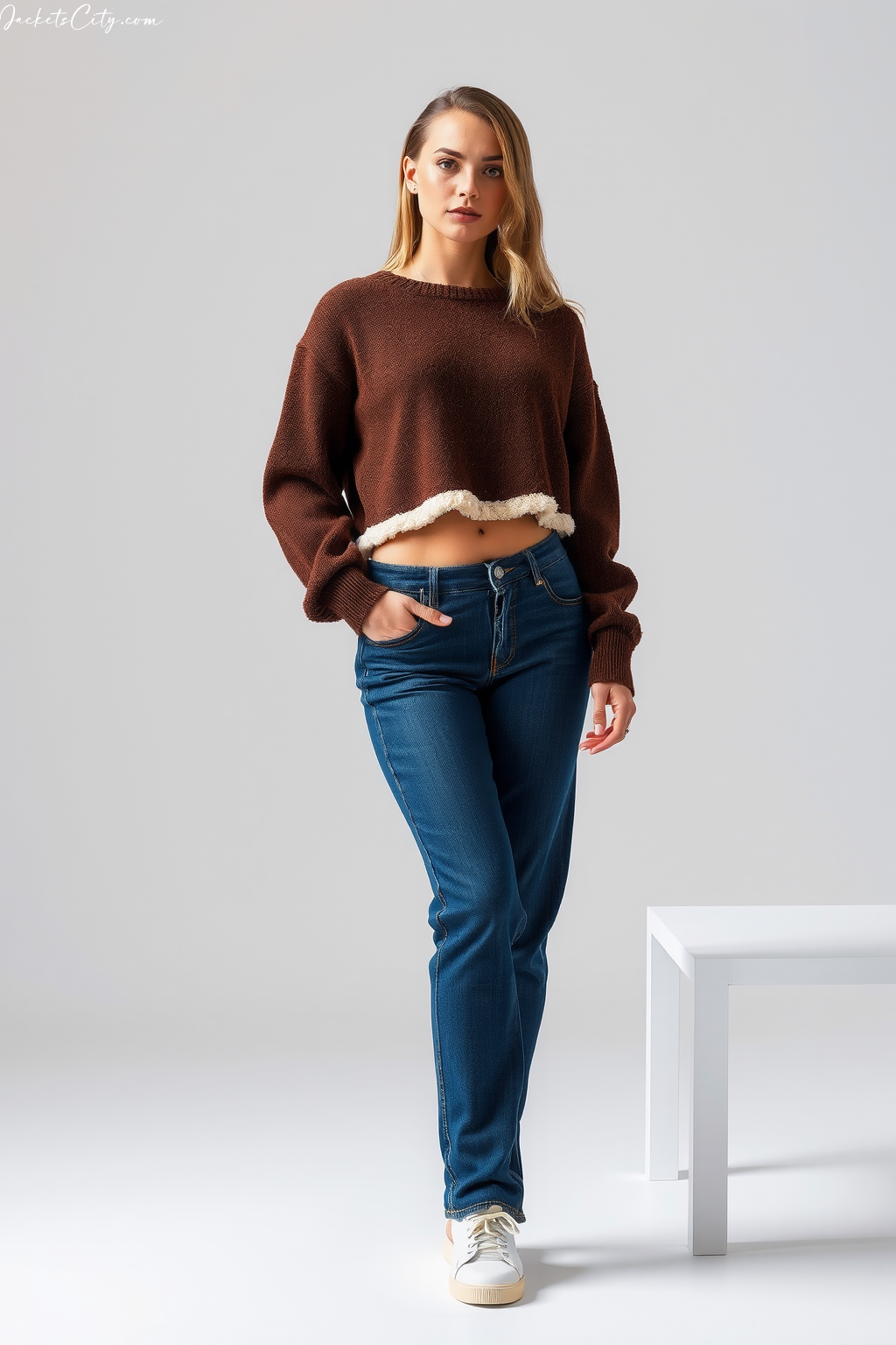 How to Wear: Cropped Sherpa Denim Crop Sweater + Styled Look