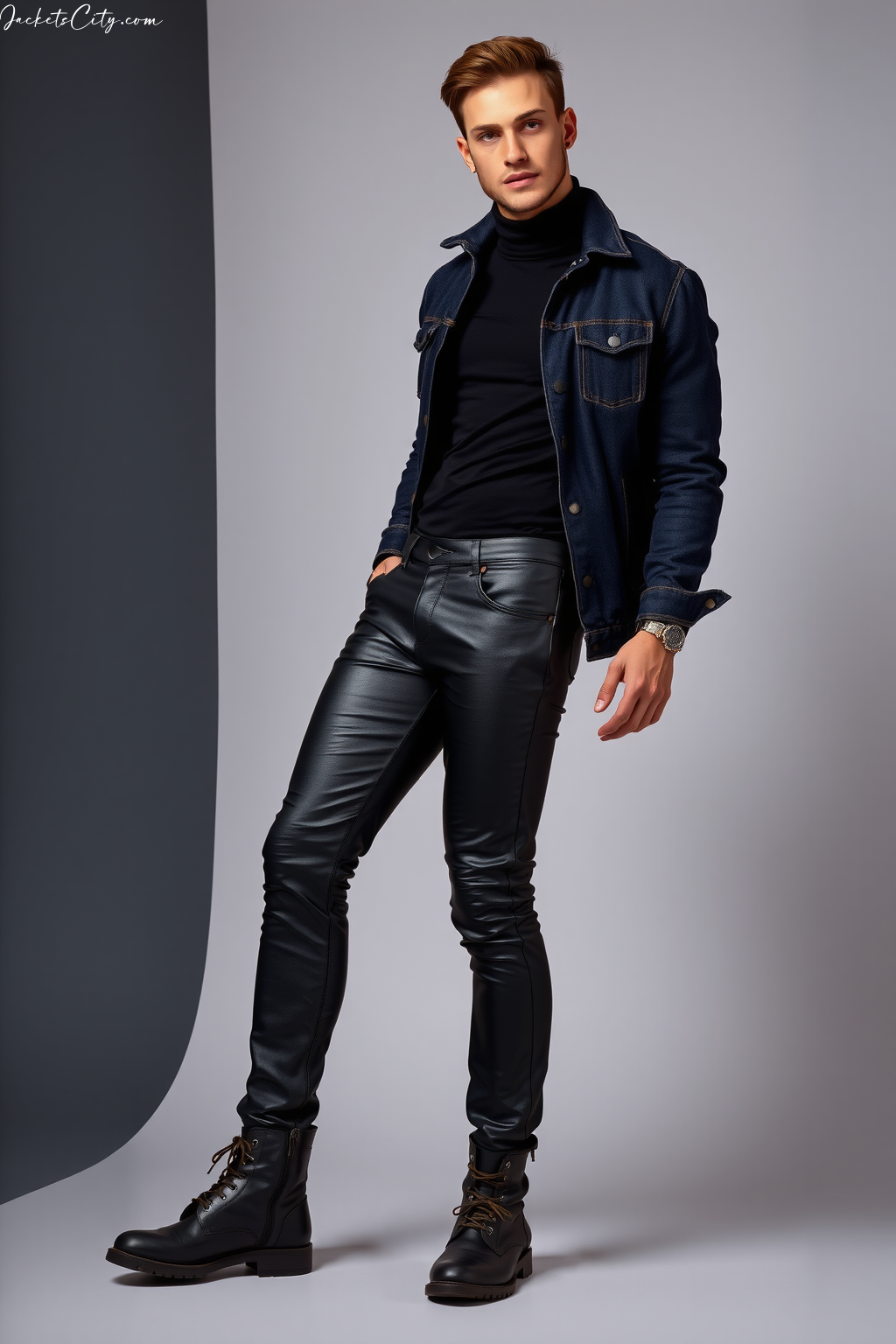 Dark Wash Denim Black Turtleneck Layering with Layered Look - Perfect Combo