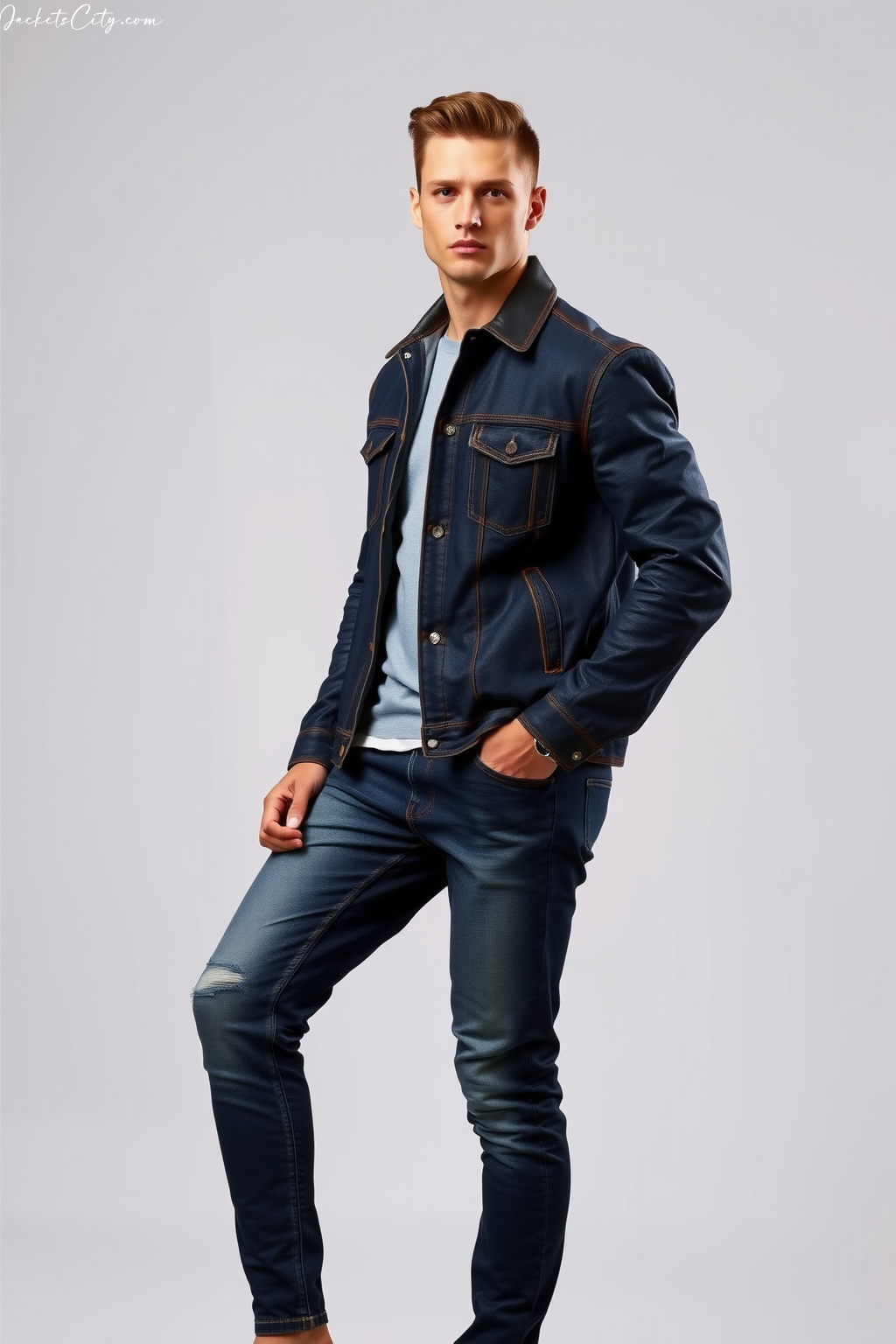 How to Layer: Dark Wash Denim Jacket Jacket + Leather Layered