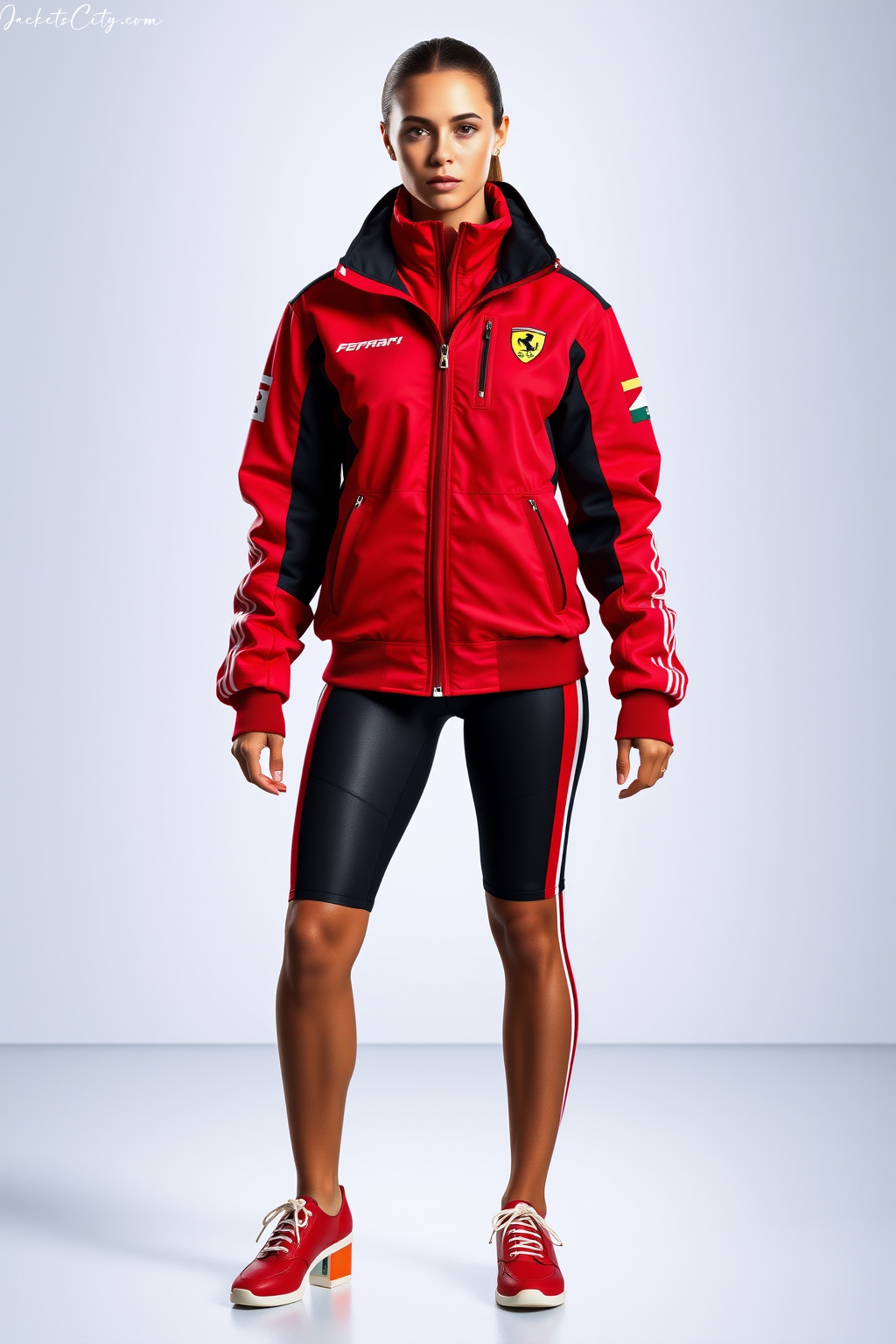 Ferrari F1 Jacket: Red and Black Colorway with Aerodynamic Design