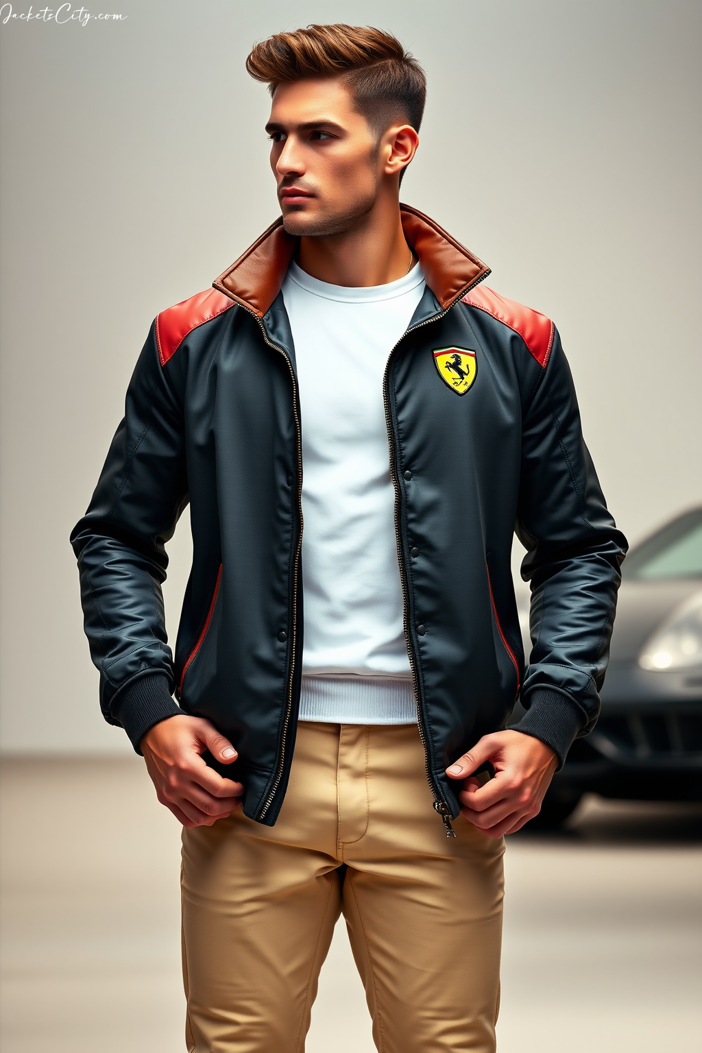 Ferrari Driving Jacket: Italian Craftsmanship with Leather Trim