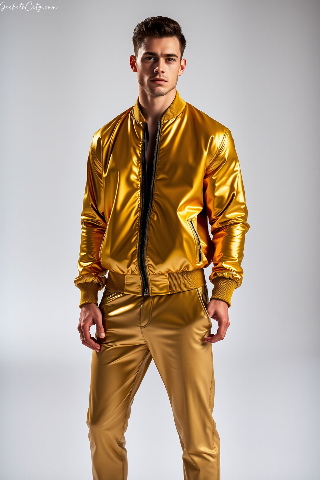 Gold Metallic Bomber Jacket