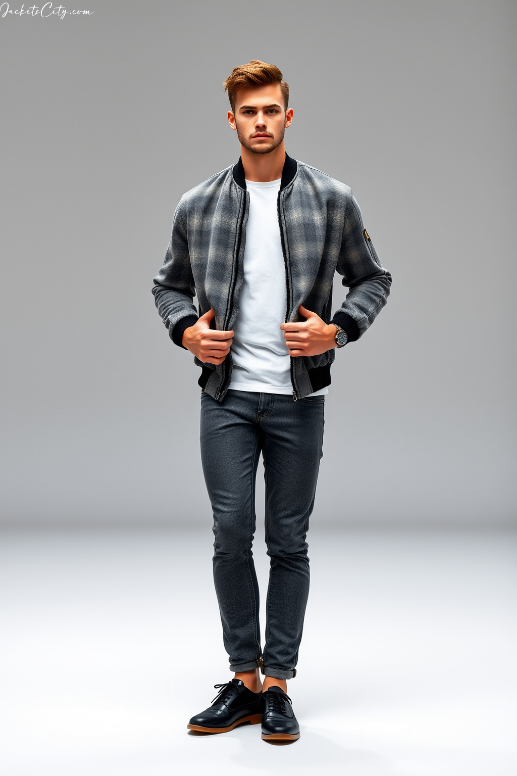Grey Flannel Bomber Jacket