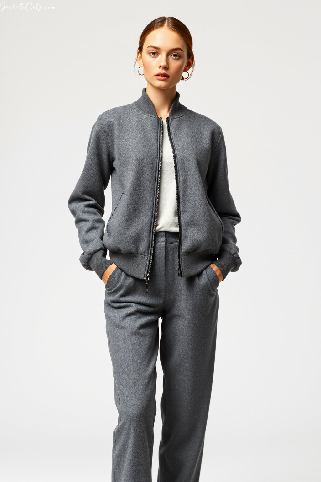 Grey Wool Bomber Jacket