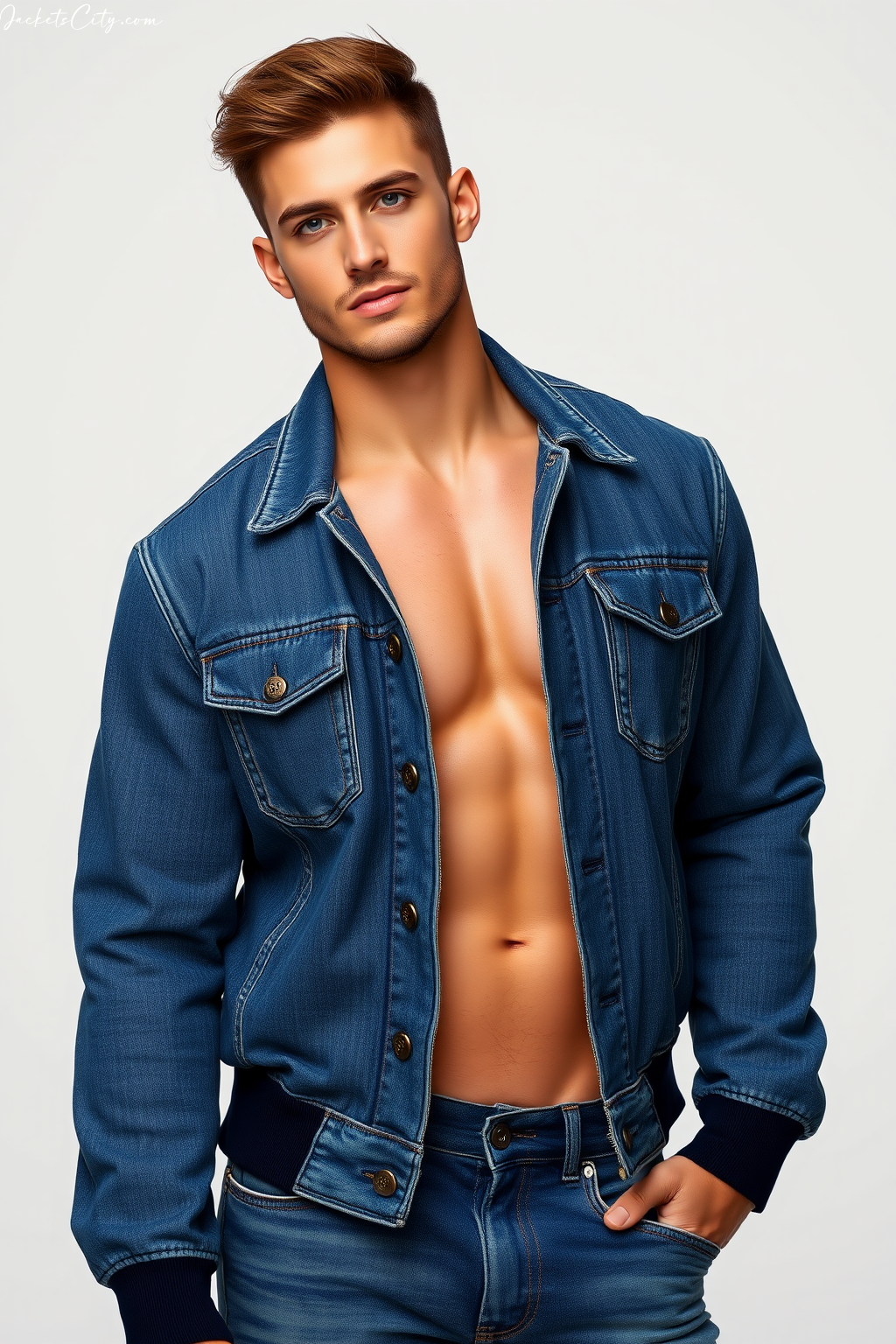 Indigo Denim Bomber Jacket
