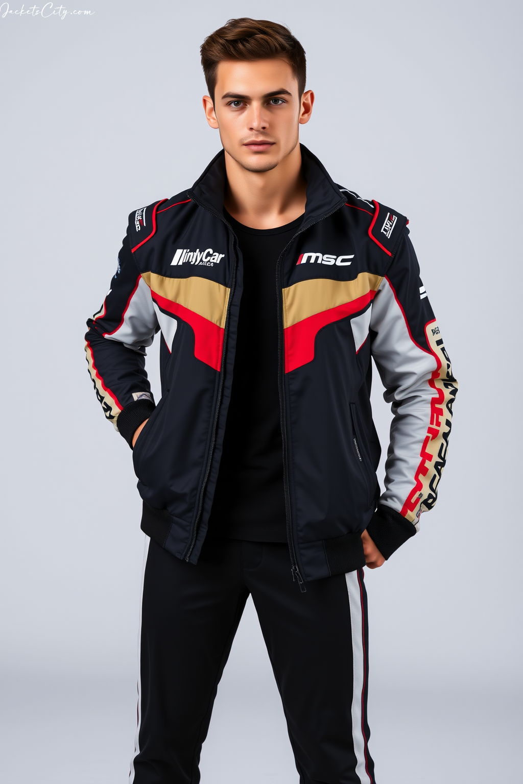 IndyCar Racing Jacket: Sleek Design with Classic Racing Stripes