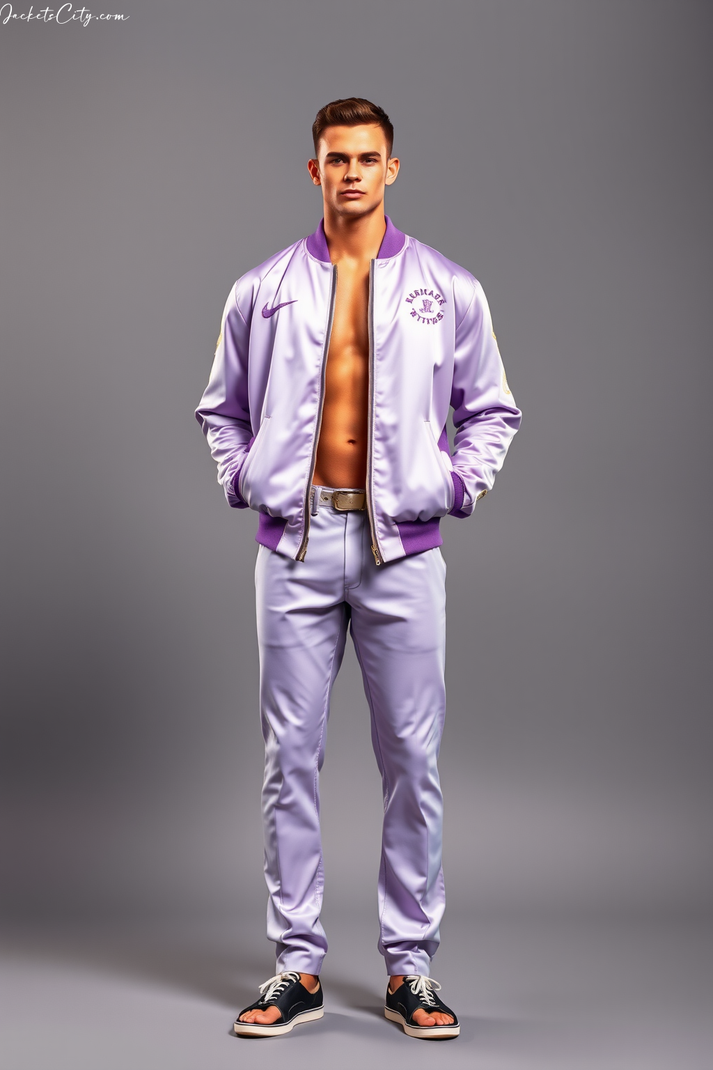 Lavender Satin Bomber Jacket