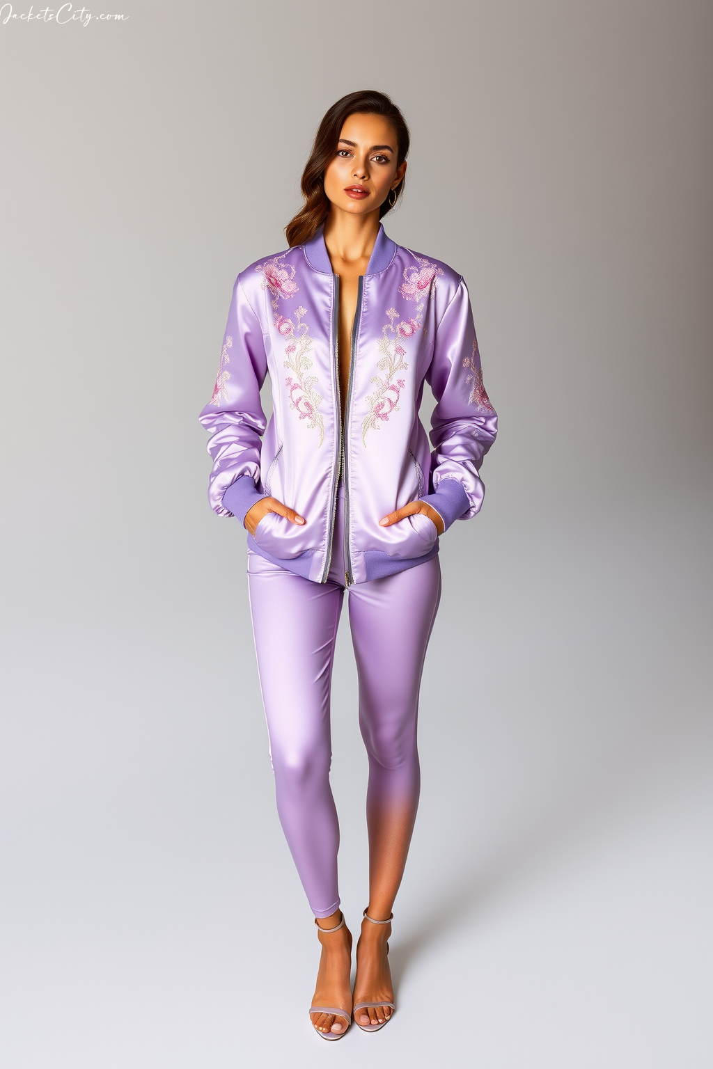 Lavender Satin Bomber Jacket