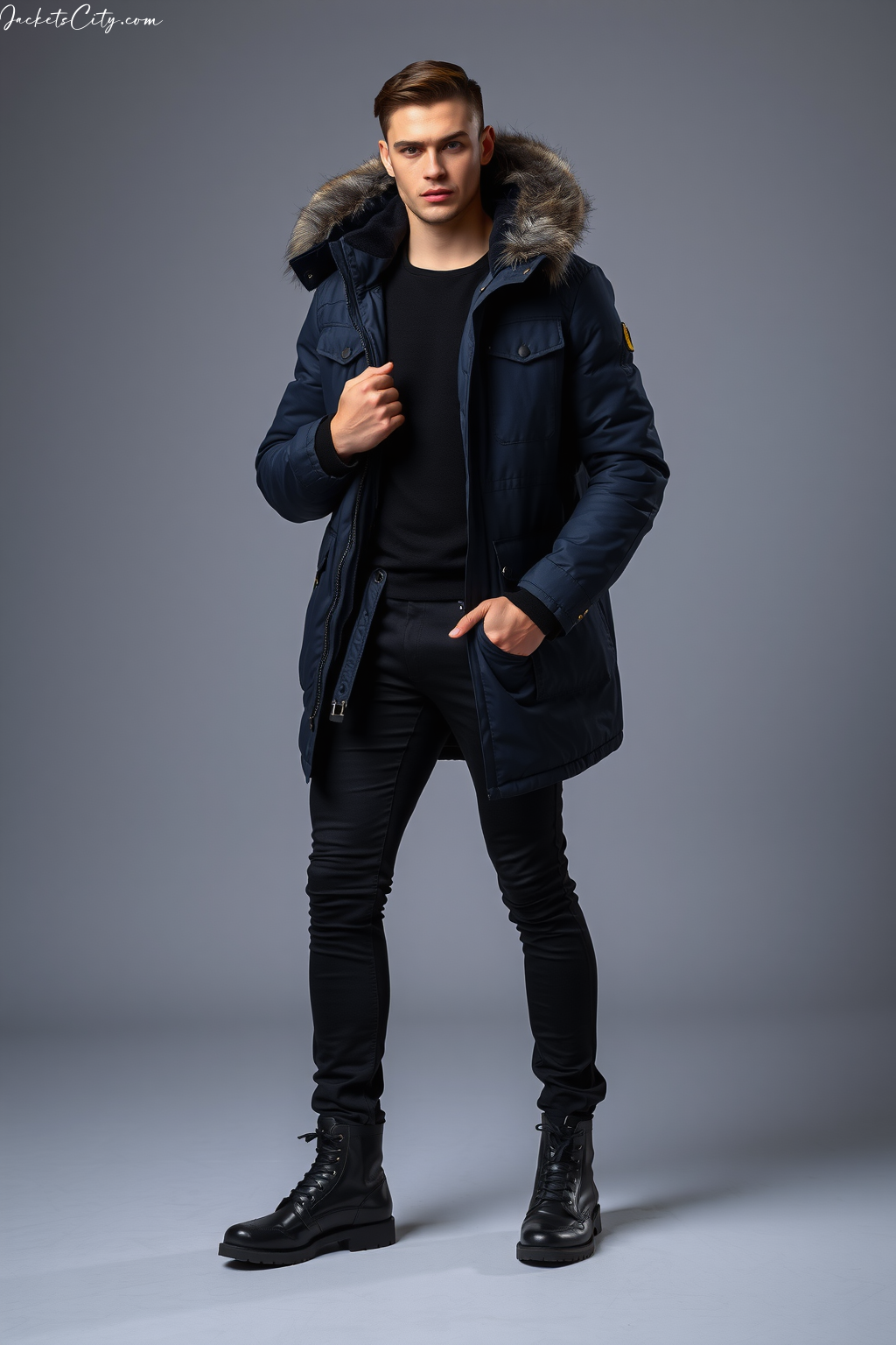 Black Fur Parka Black Winter Outfit