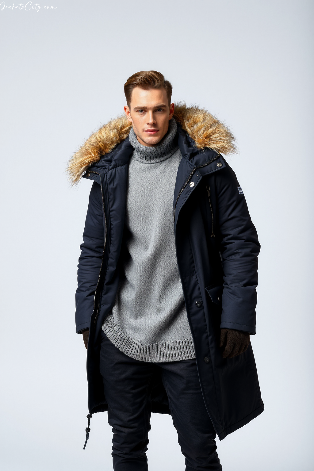 Black Fur Trimmed Parka Black Winter Layers