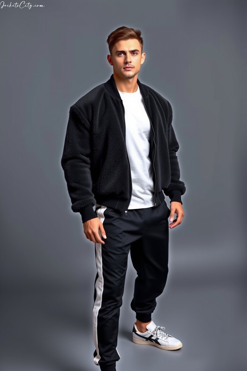 Black Teddy Bomber Black Joggers
