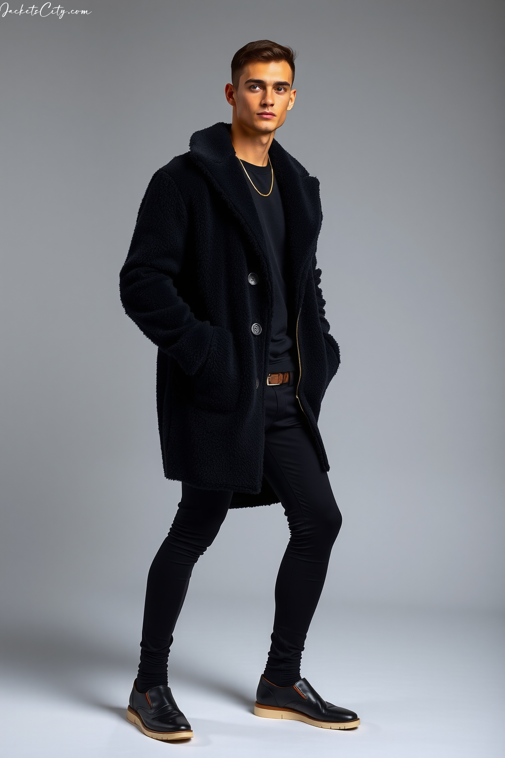 Black Teddy Coat Oversized Black Leggings