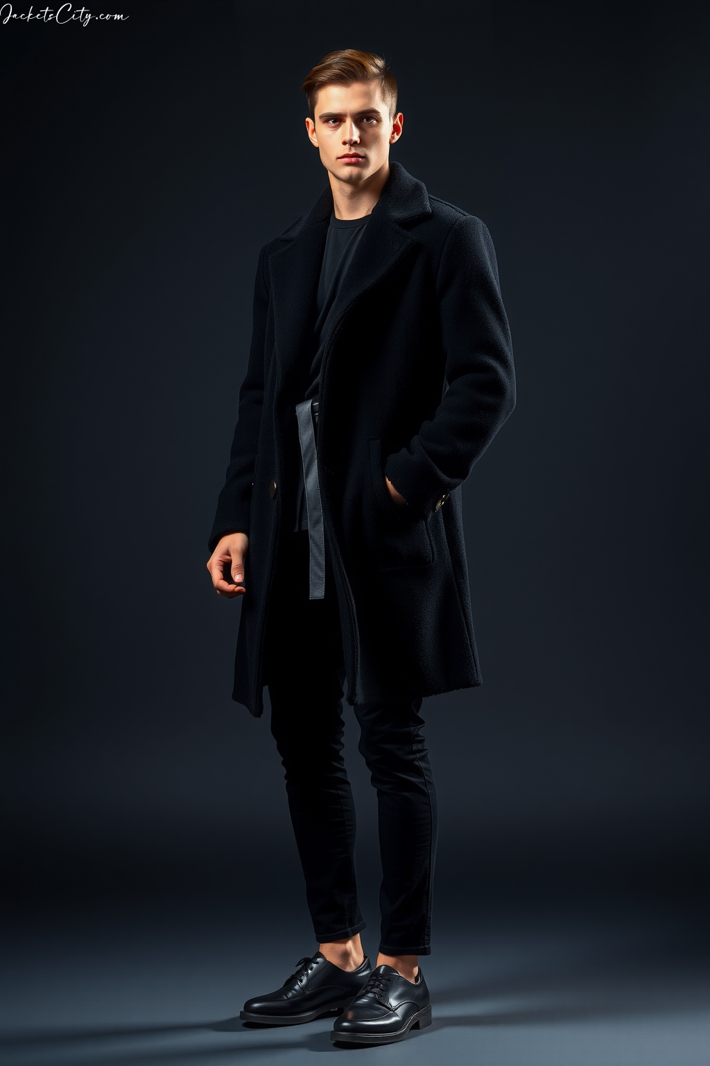 Black Teddy Coat With Belt Black Outfit