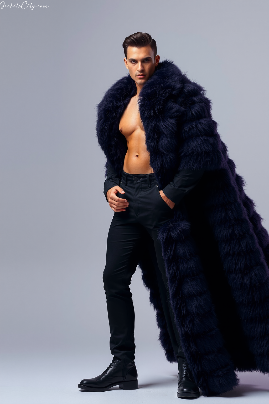 Deep Purple Long Faux Fur Coat Mystical Outfit