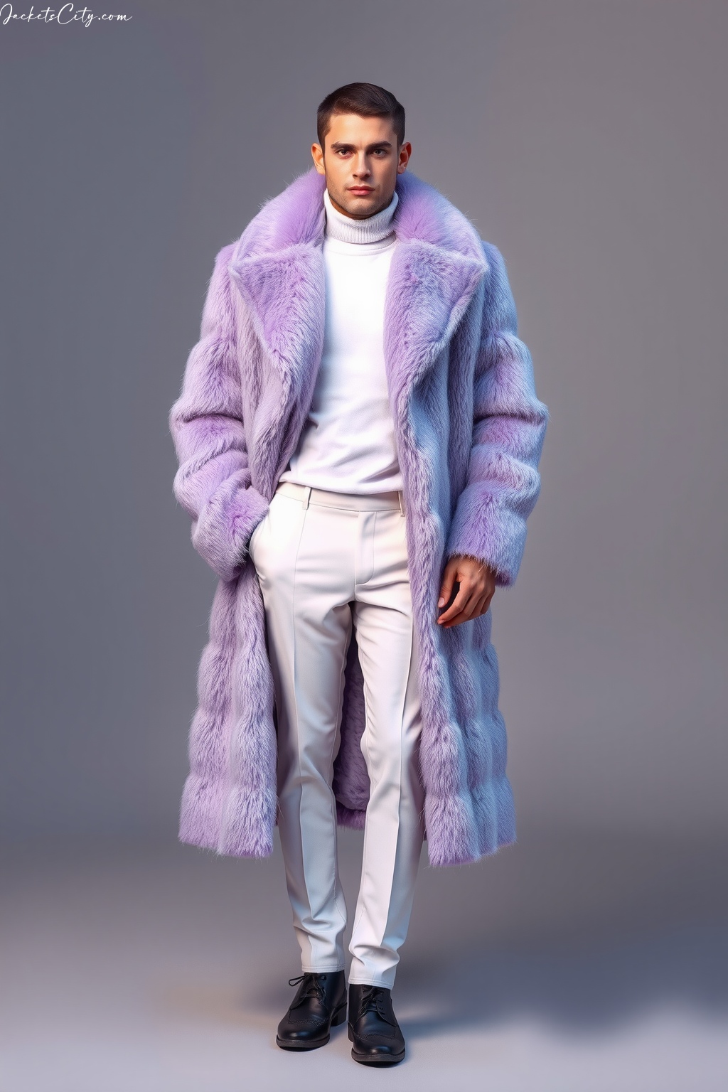 Lavender Long Faux Fur Coat Pastel Outfit