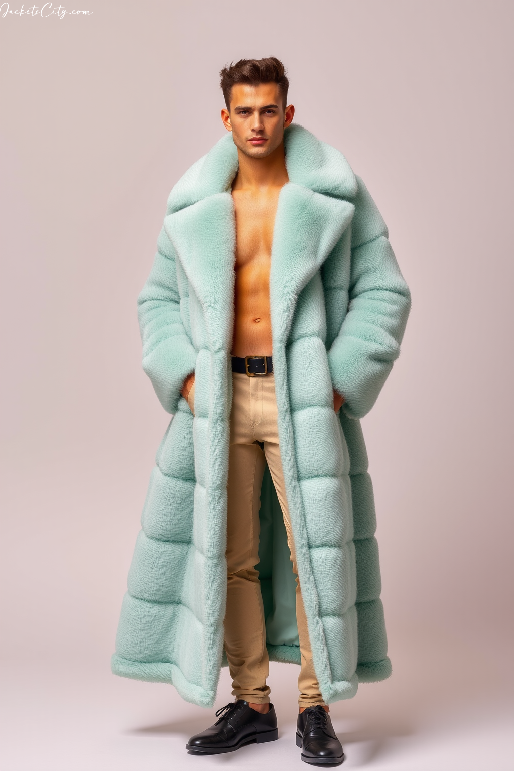 Mint Green Long Faux Fur Coat Fresh Pastels