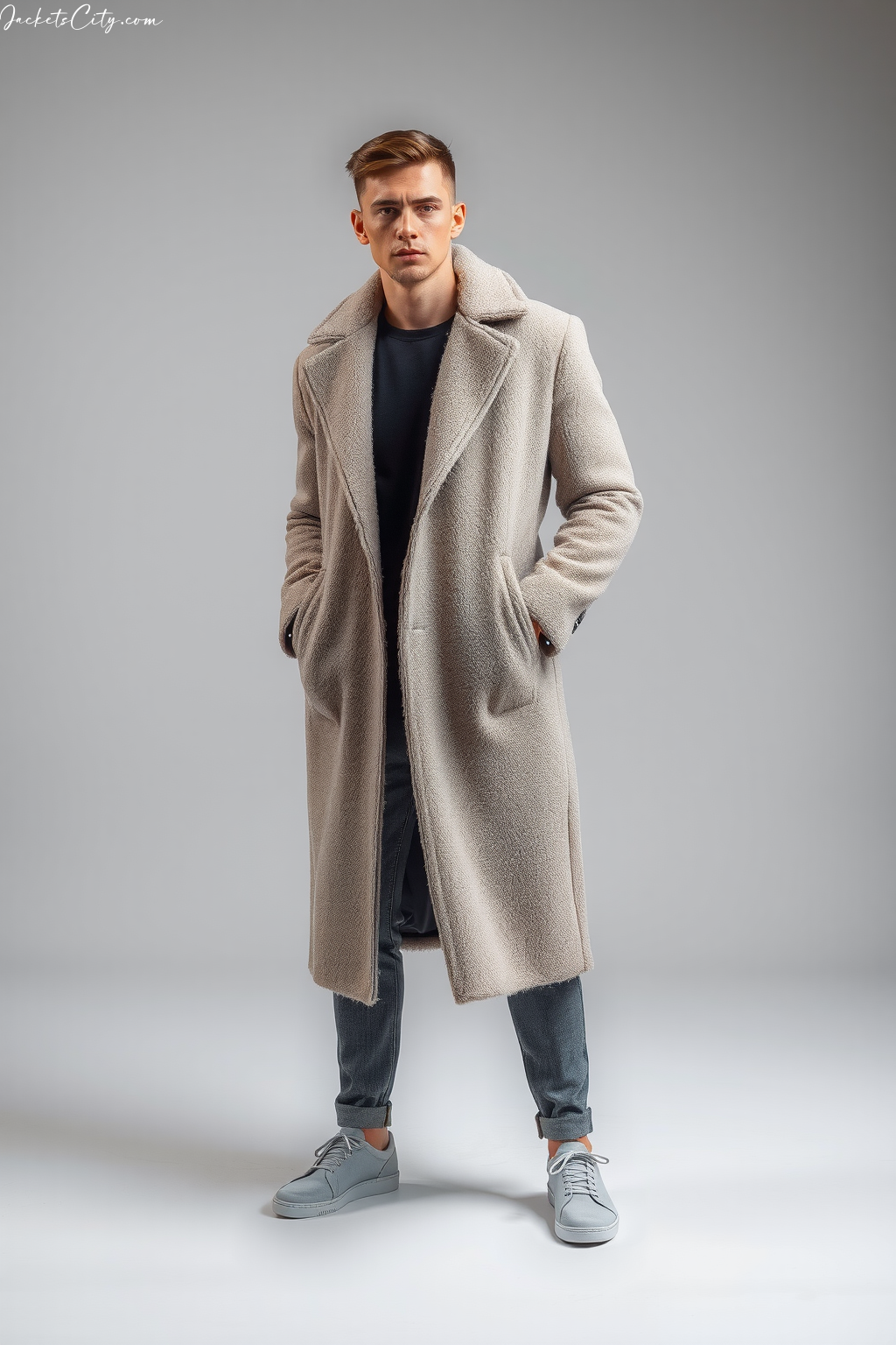 Pearl Grey Long Teddy Coat Grey Tones