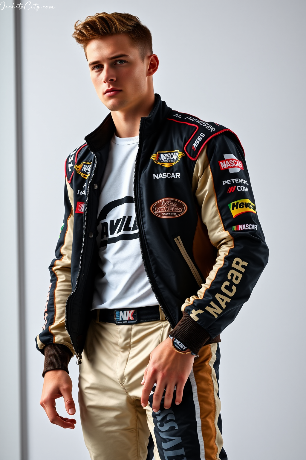 NASCAR Style Racing Jacket with Multiple Sponsor Logos