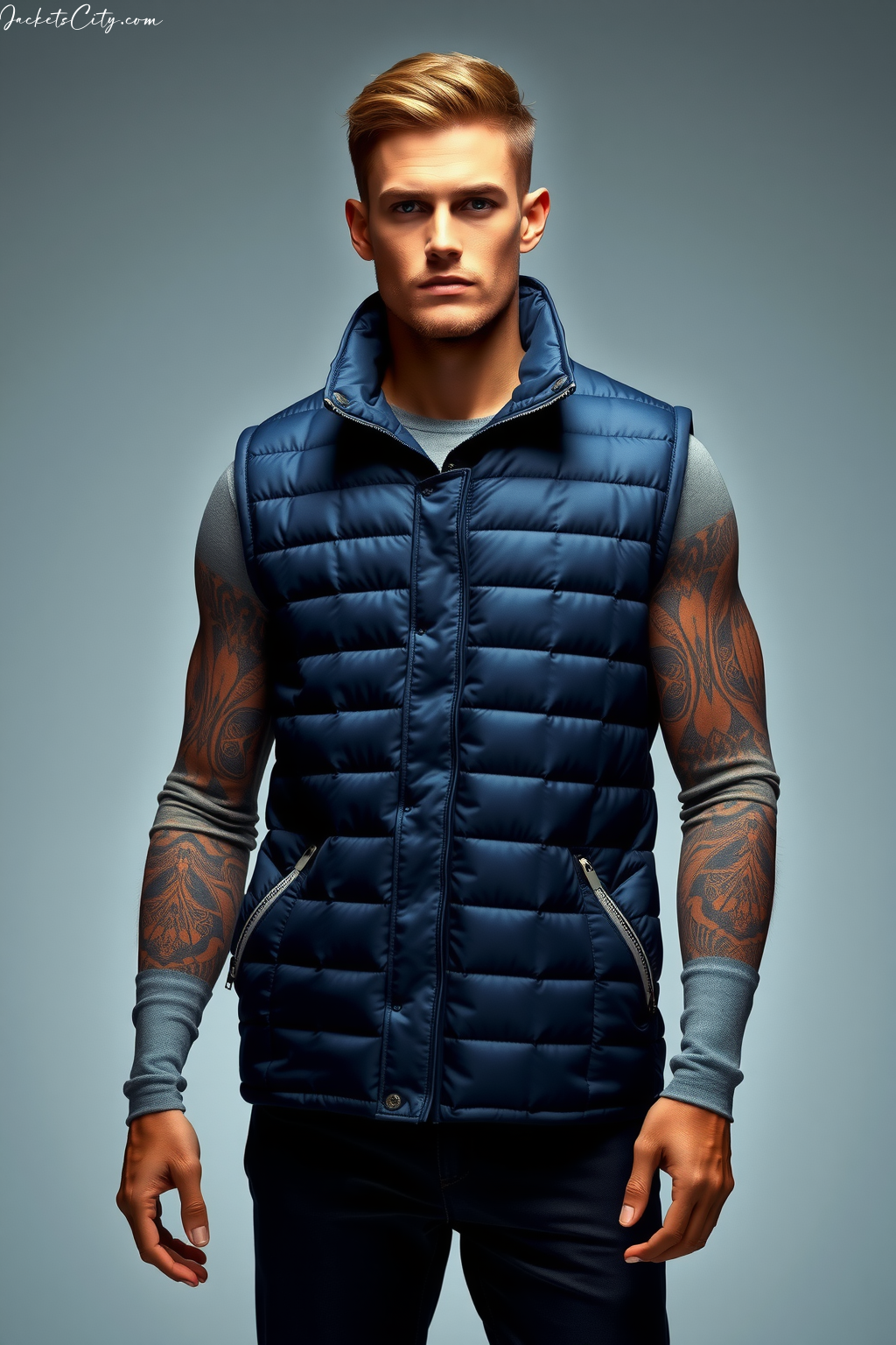 Navy Quilted Gilet Vest - Sophisticated Men's Outerwear